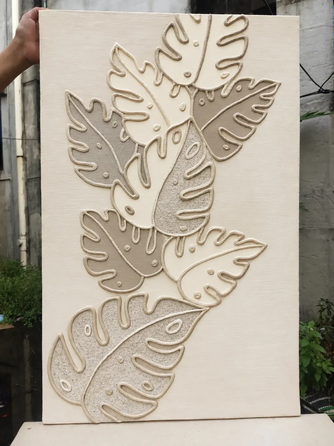 Patar Chhondo (পাতার ছন্দ) - Monstera Leaf Texture Art - view 1