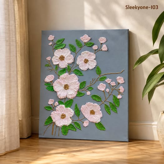 SleekyOne - Transform Your Space with SleekyOne-103: 'Pushpabon' 3D Floral Texture Art